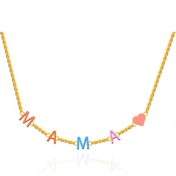 Jewelry - Gold Necklace with Colorful 'MAMA' Letters